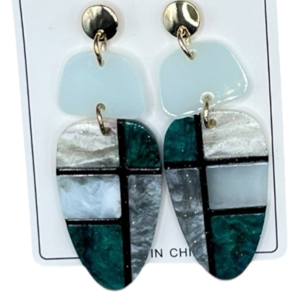 TOVABA Geometric Acrylic Resin Earrings‎ Boho Statement Dangle Earrings Gold